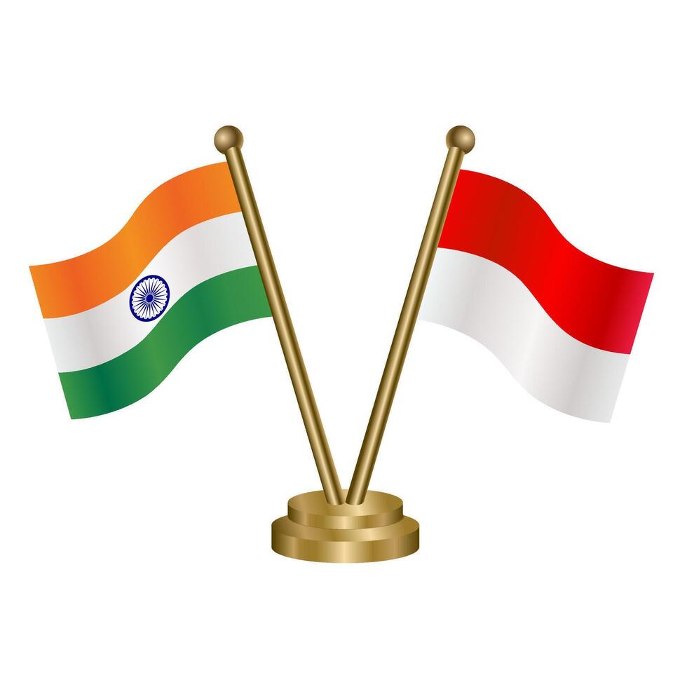 India and Indonesia table flag relation. vector