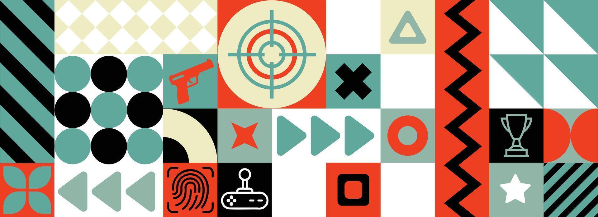 Abstract Games pattern with flat desing style, soft green color tones vector
