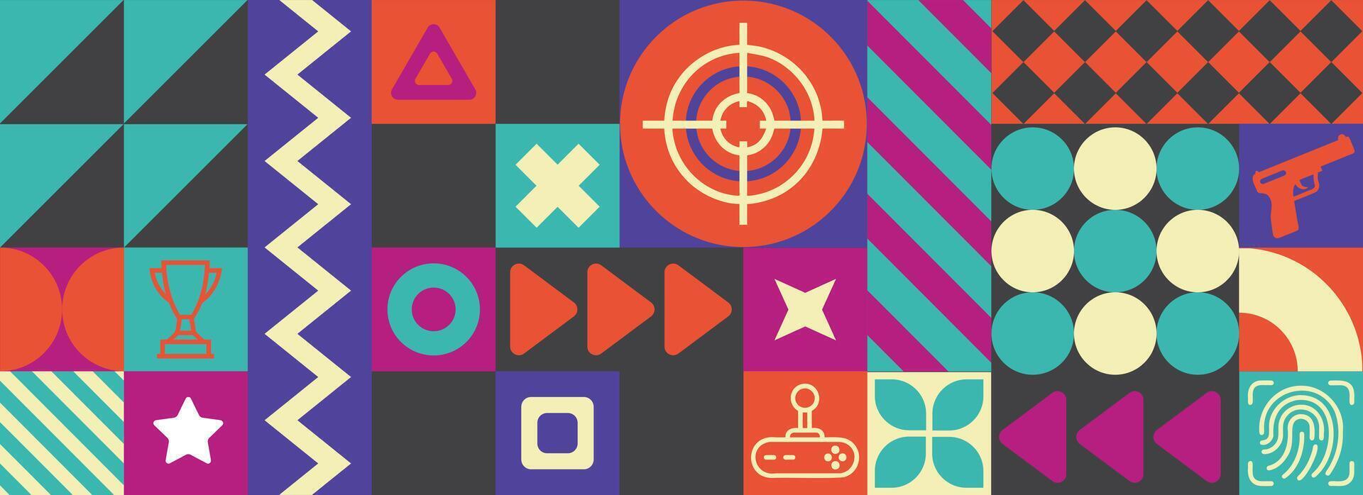 Abstract Games pattern with flat desing style, purple color tones vector