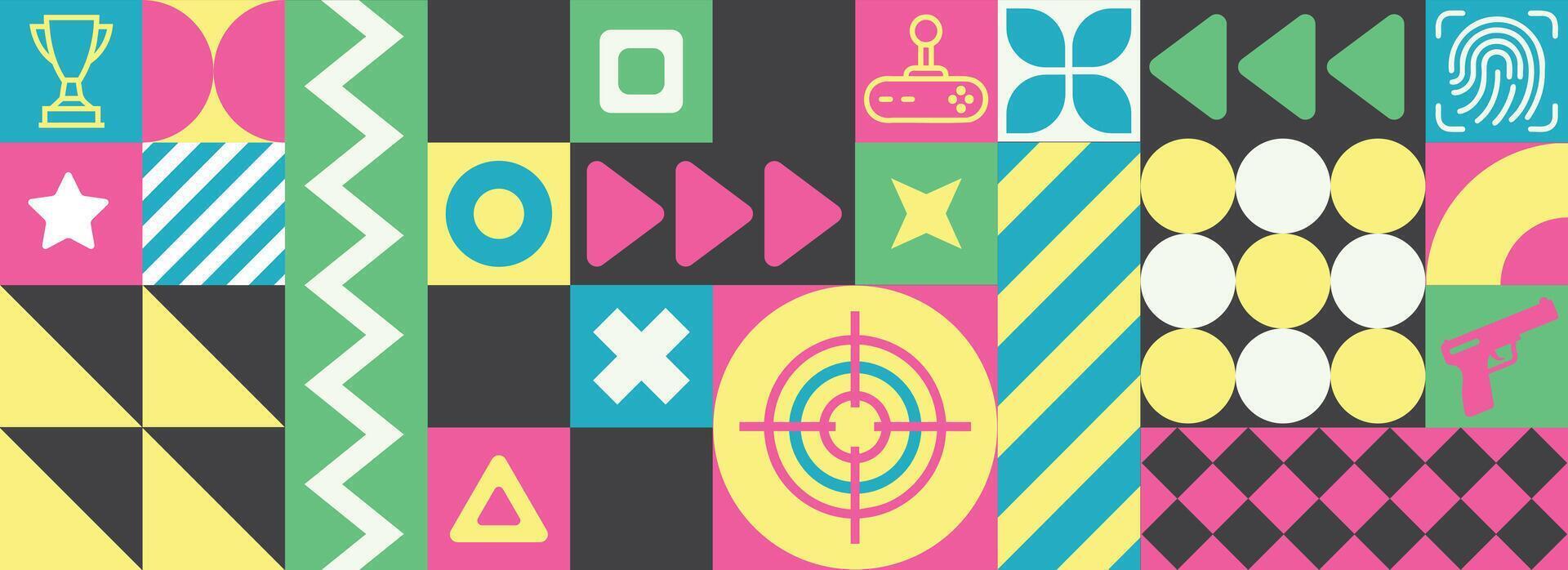 Abstract Games pattern with flat desing style, primary color tones vector