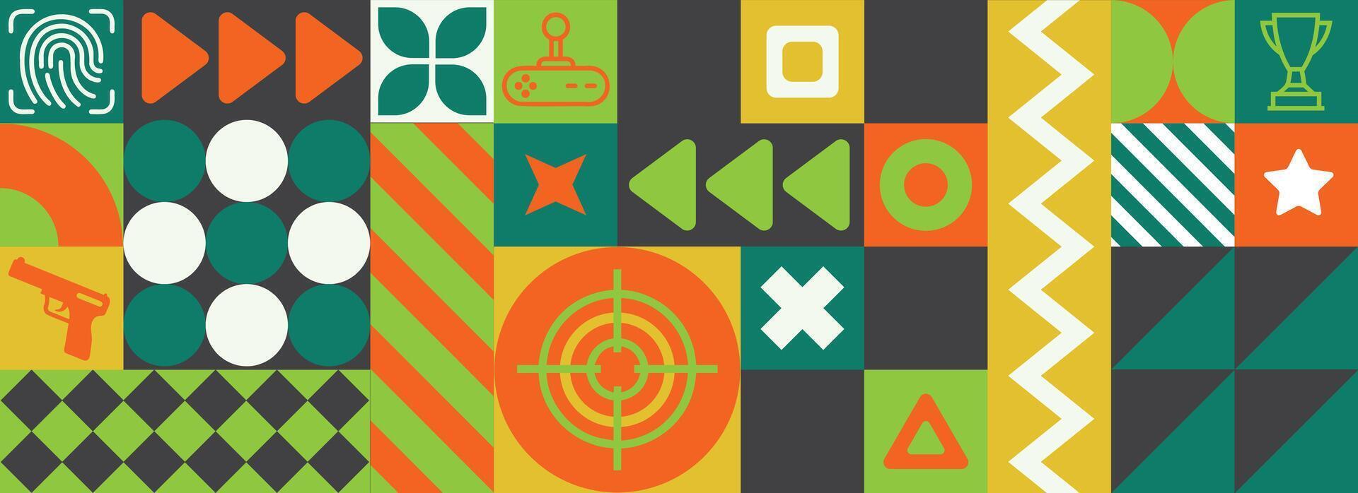 Abstract Games pattern with flat desing style, Green color tones vector
