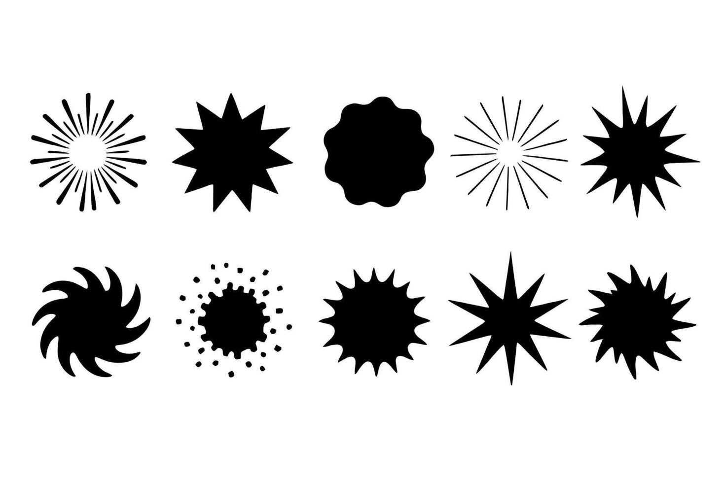Burst Star Shape Icons Collection Abstract Sun Explosion Design vector