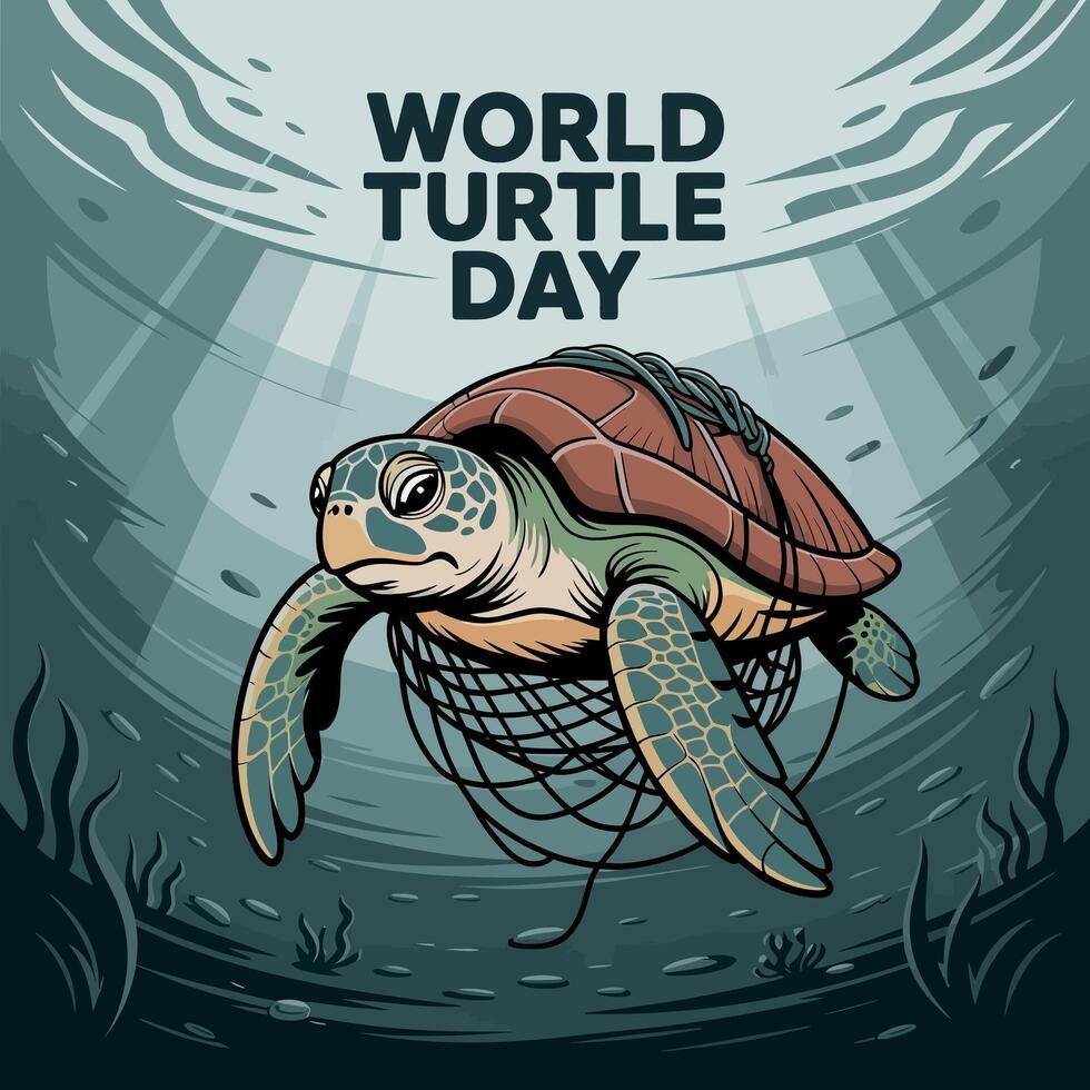world turtle day poster illustration vector