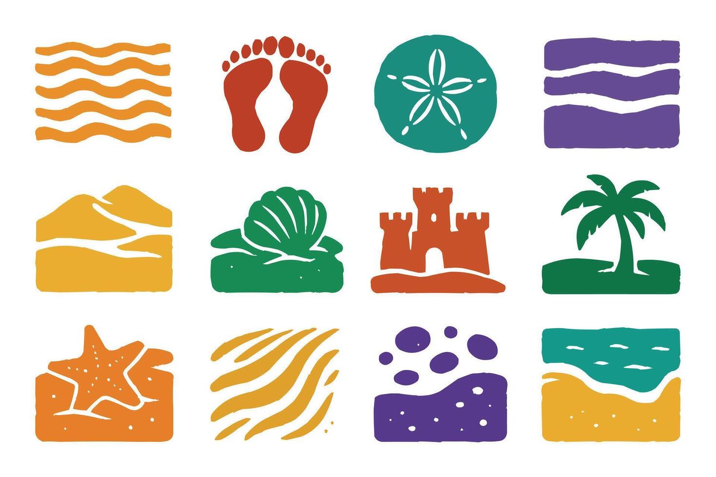 Colorful Beach and Summer Icon Set for Travel and Vacation Design vector
