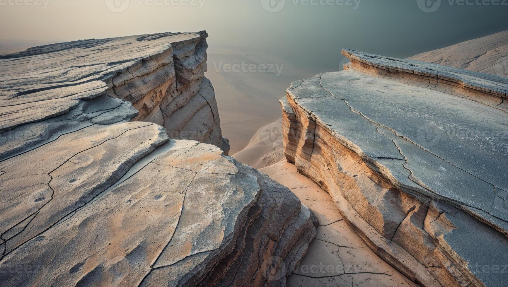 Dramatic rock formation revealing natural weathering and unique geological texture photo