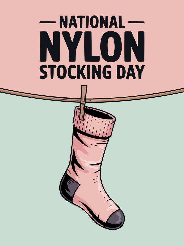 National Nylon Stocking Day Hanging Sock Illustration poster Art vector