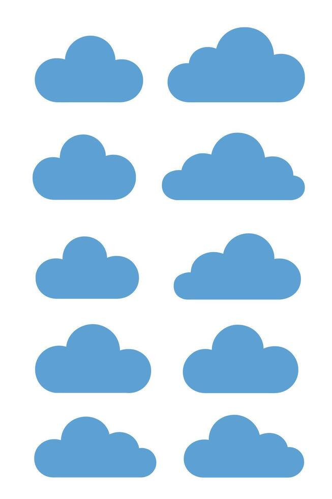 Blue Cloud Icon Set Flat Weather Symbols Design vector