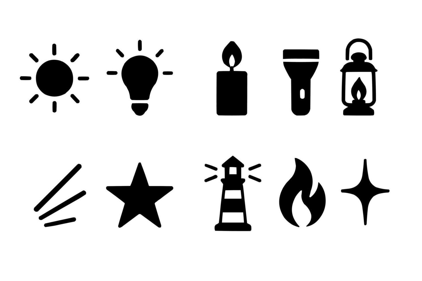 Black Light Icons Collection for Illumination and Energy Concepts vector