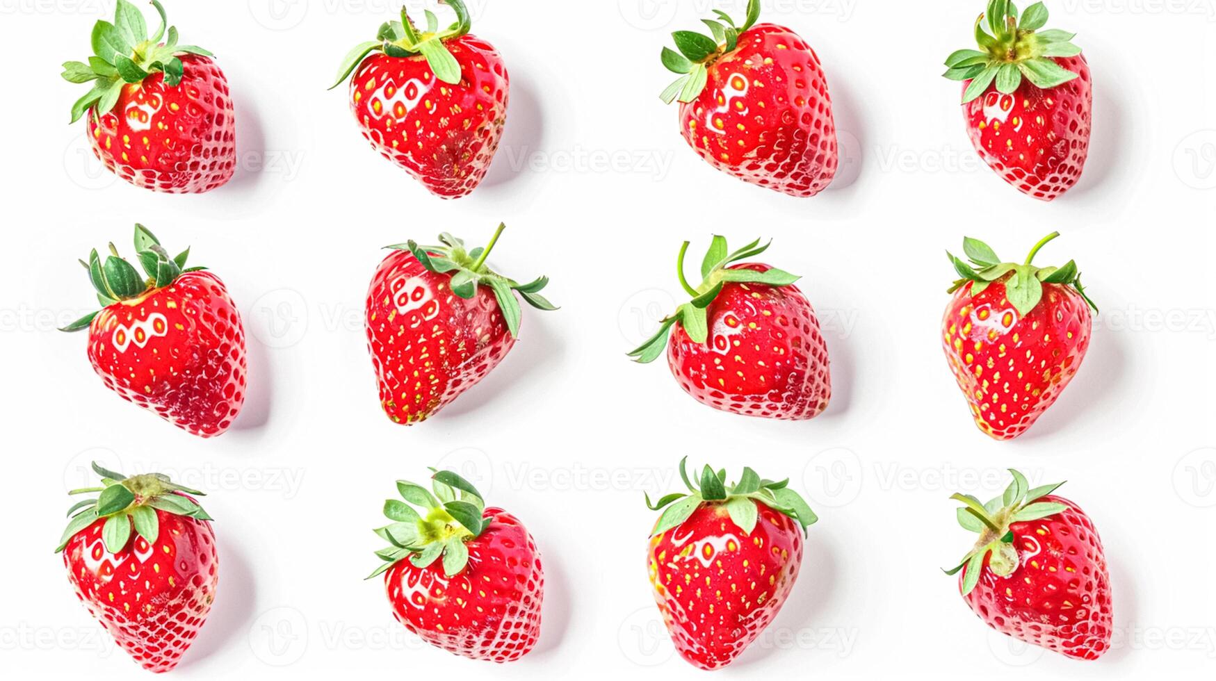 Beautiful strawberries isolated on as pattern background, fresh strawberry farm market product photo