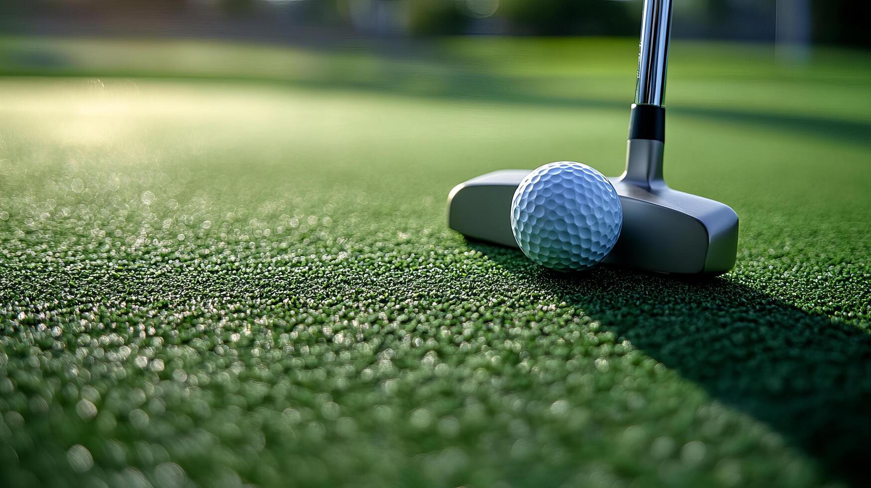 Nice Close-Up View of a Golf Putter and Ball on Grass photo