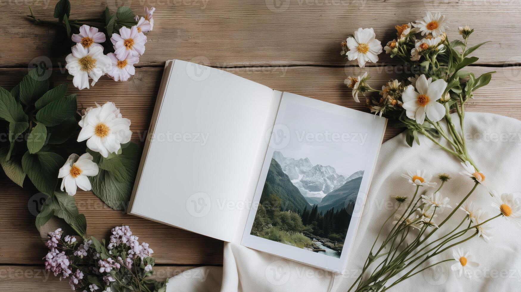 Flipping through a nature book cozy indoor setup creative view photo