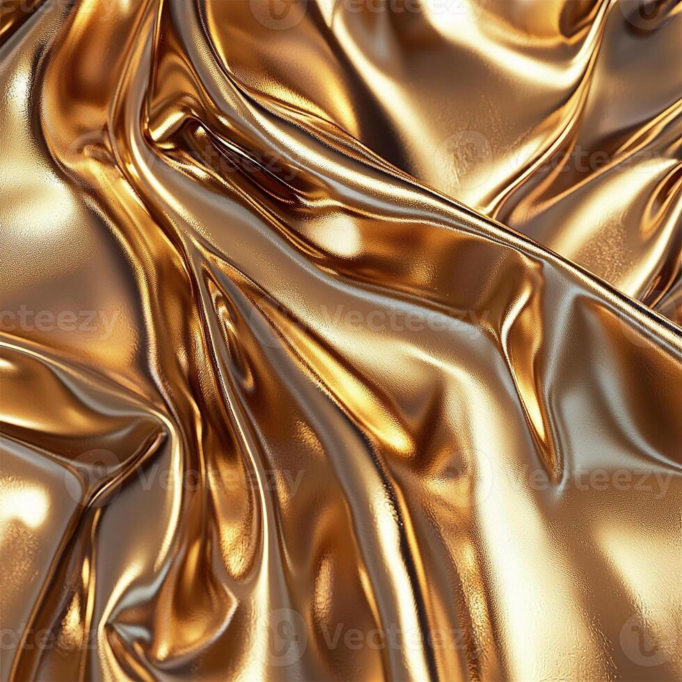 Elegant golden fabric with dynamic waves and textures, creating a luxurious visual experience. photo