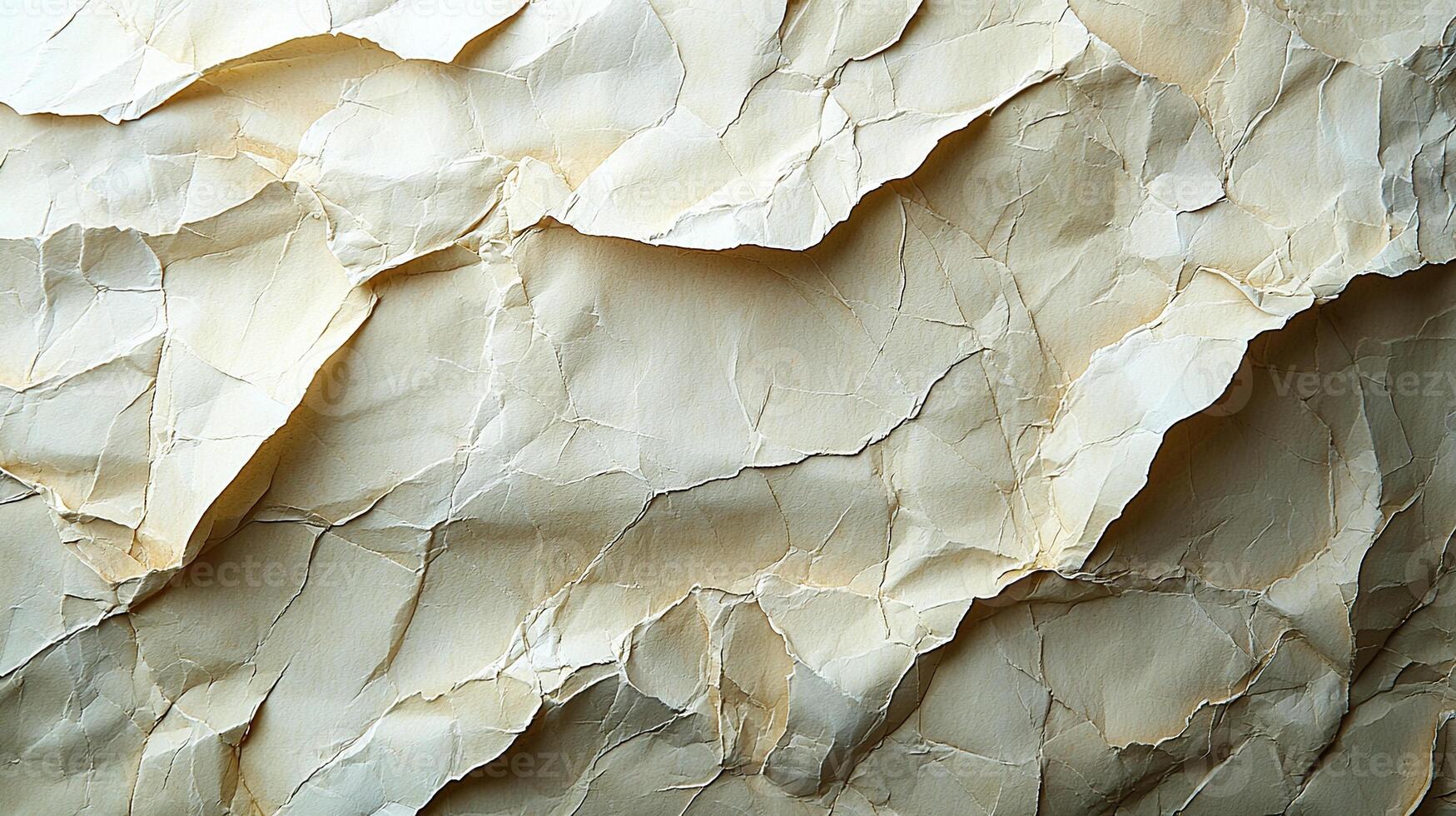Detailed image showcasing heavily wrinkled and distressed paper, full of textures and character. photo
