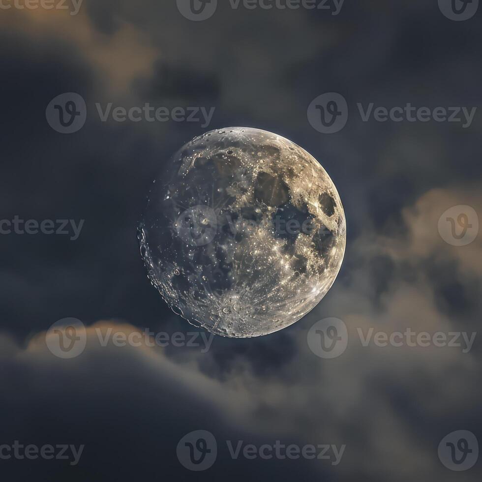The moon is seen in the sky with clouds photo