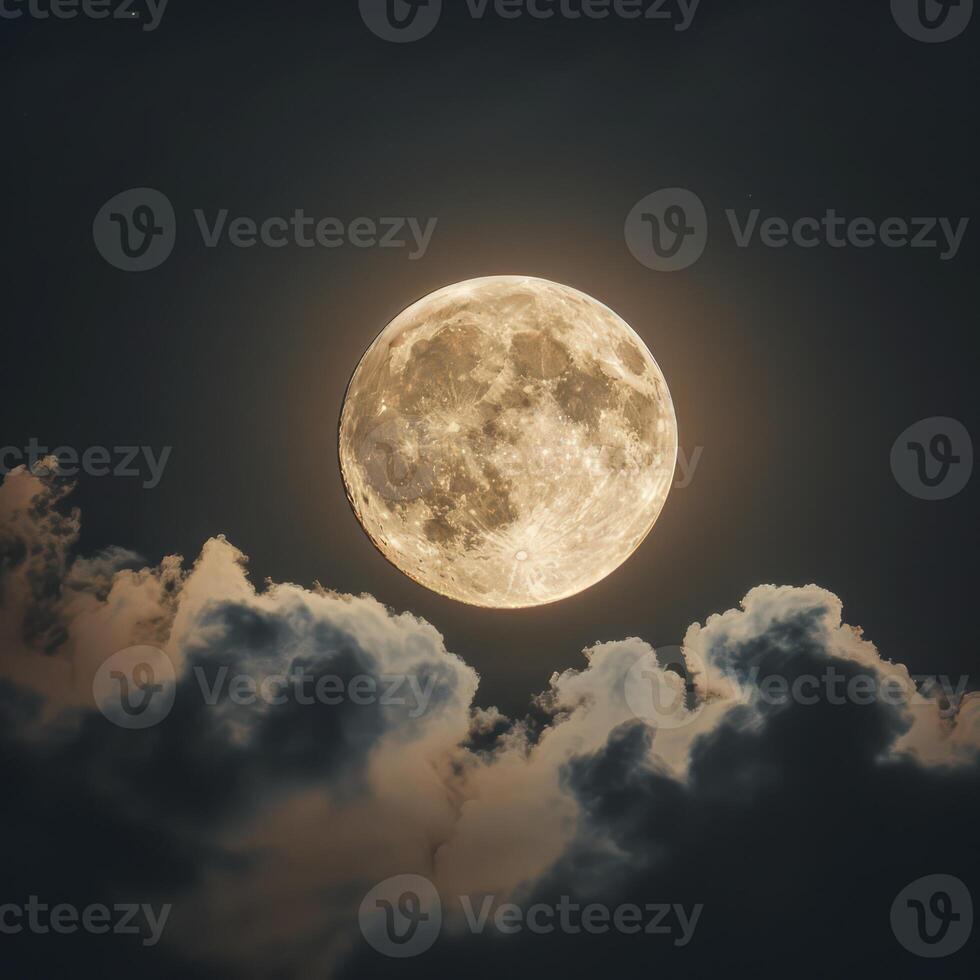 Full moon in the sky with clouds photo