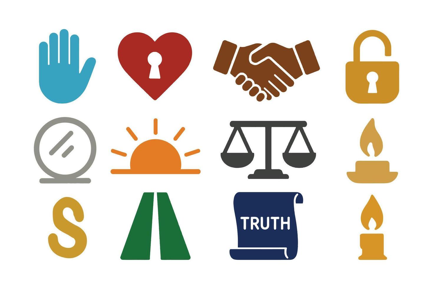 Jain Symbols Icons Ethics Spiritual Religion Illustration vector