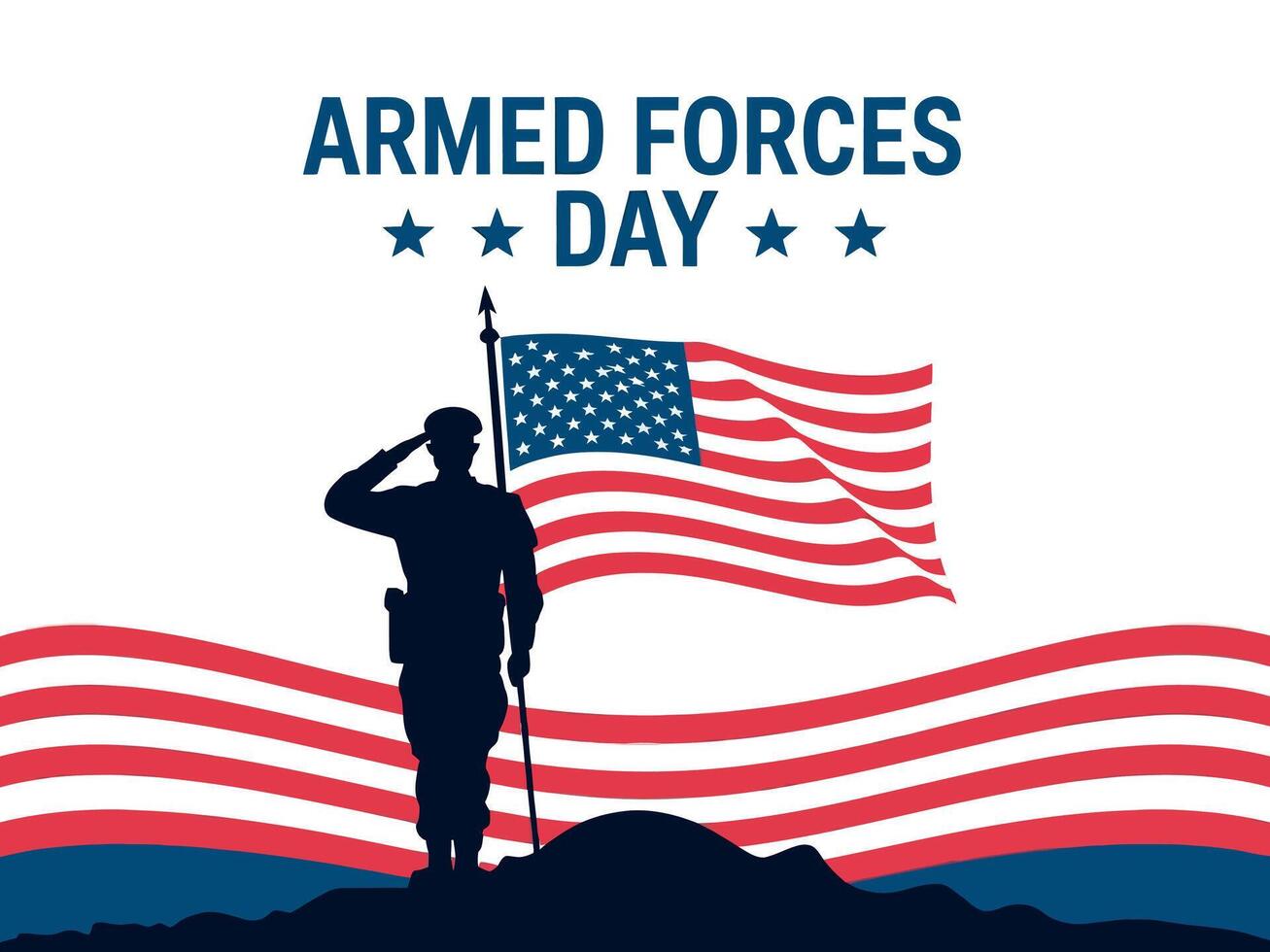 Armed Forces Day Soldier Saluting American Flag Patriotic Military Tribute vector