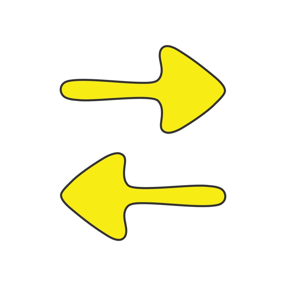 Set of yellow outline arrow icon isolated flat style design. vector