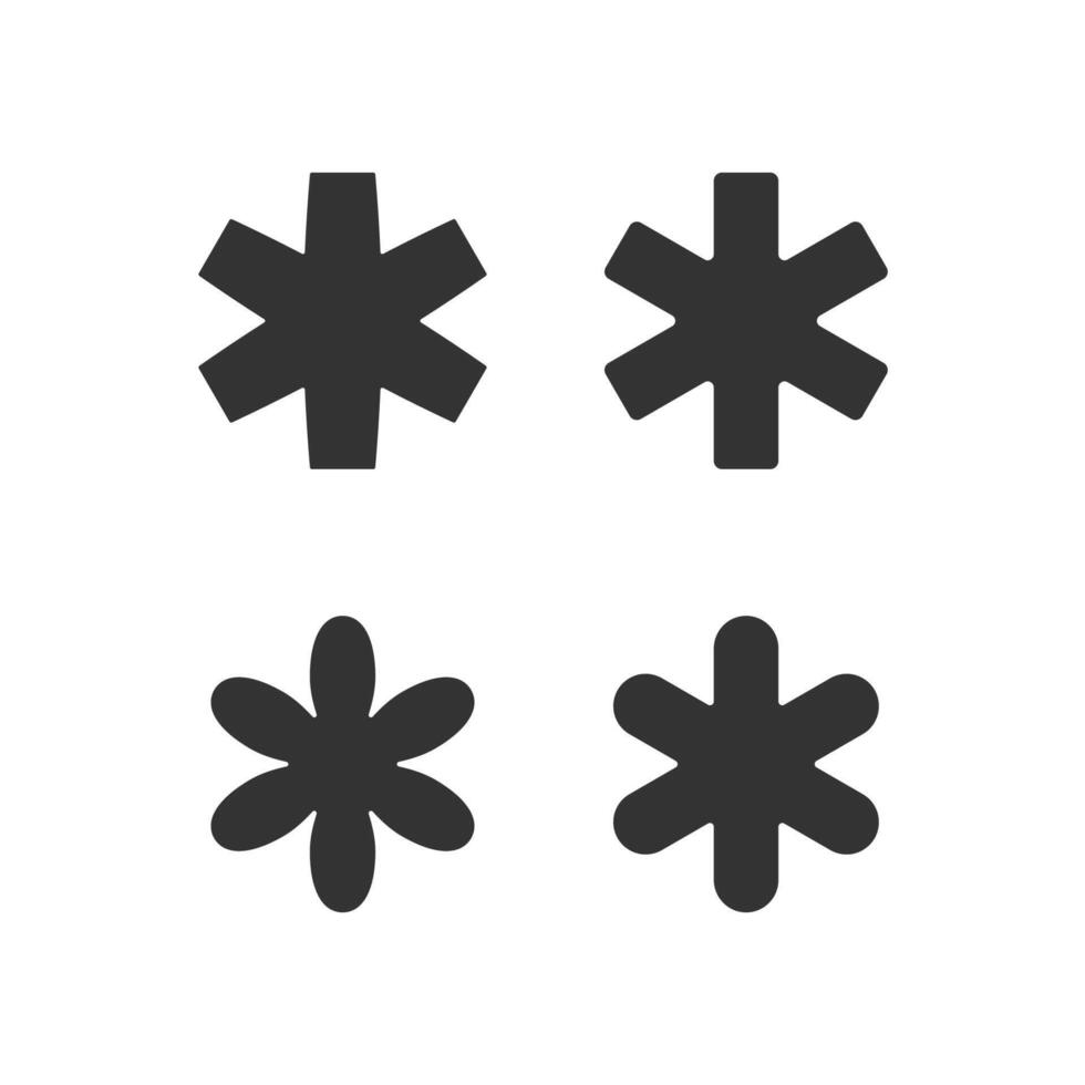 Set of asterisk symbol icon flat design isolated. vector