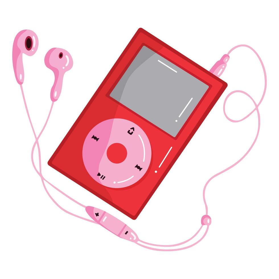 A colorful illustration of a classic red MP3 player vector