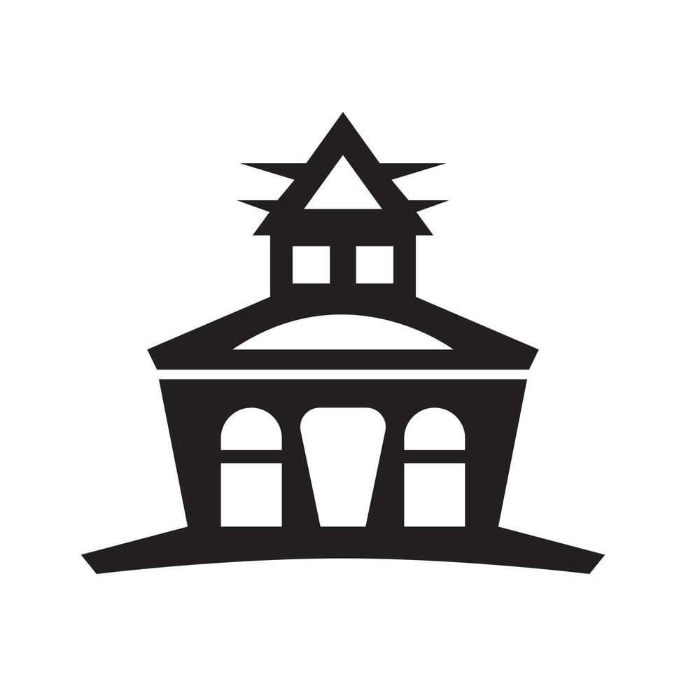 City hall structure in black silhouette vector