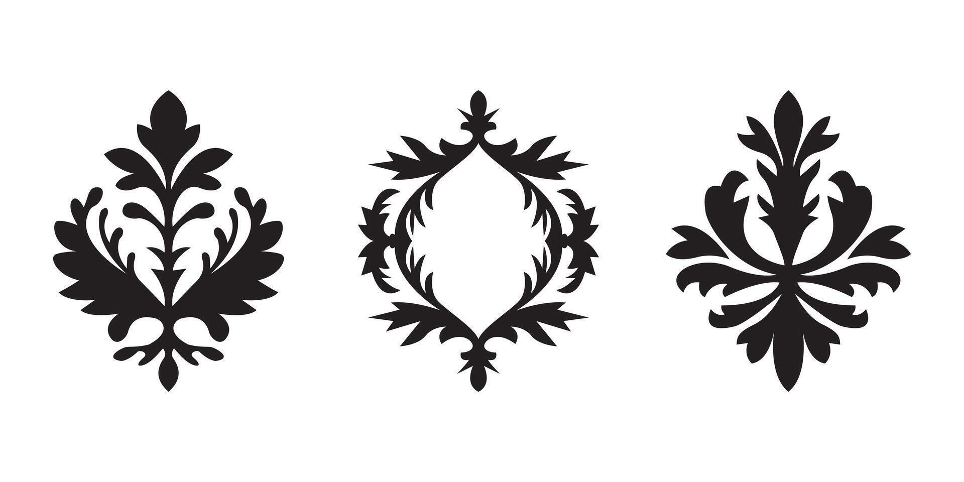 Collection of floral element silhouettes vector