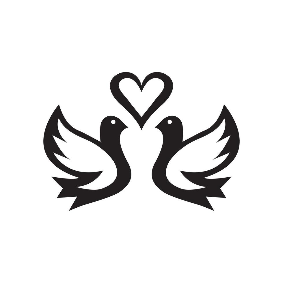 Romantic dove silhouette art vector