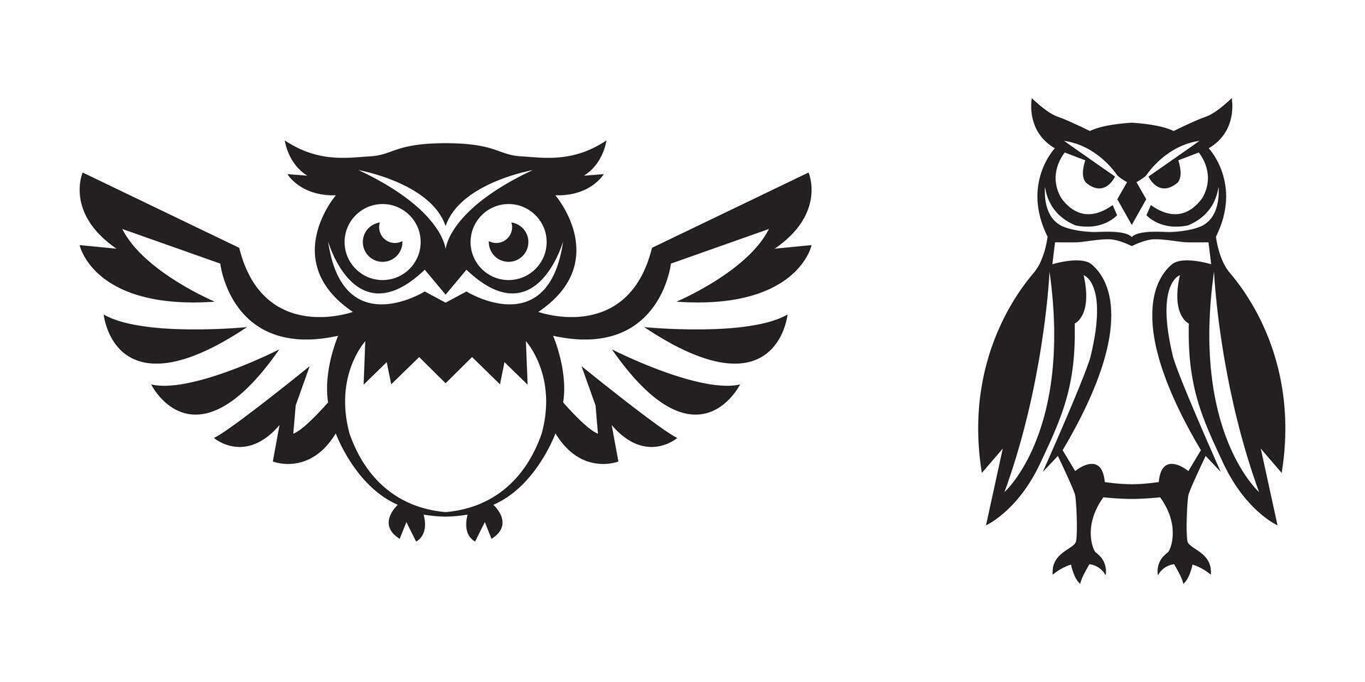 Simple owl birds silhouette illustration vector
