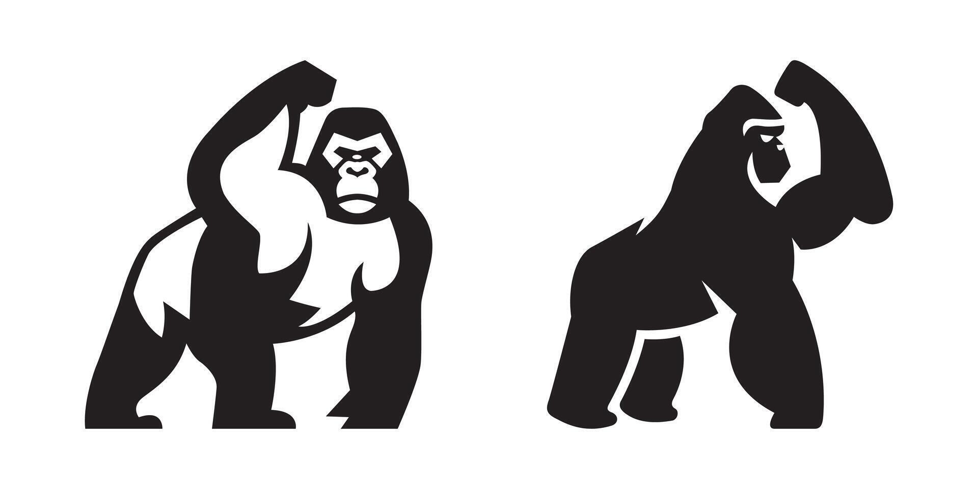 Powerful gorilla silhouette illustrations vector