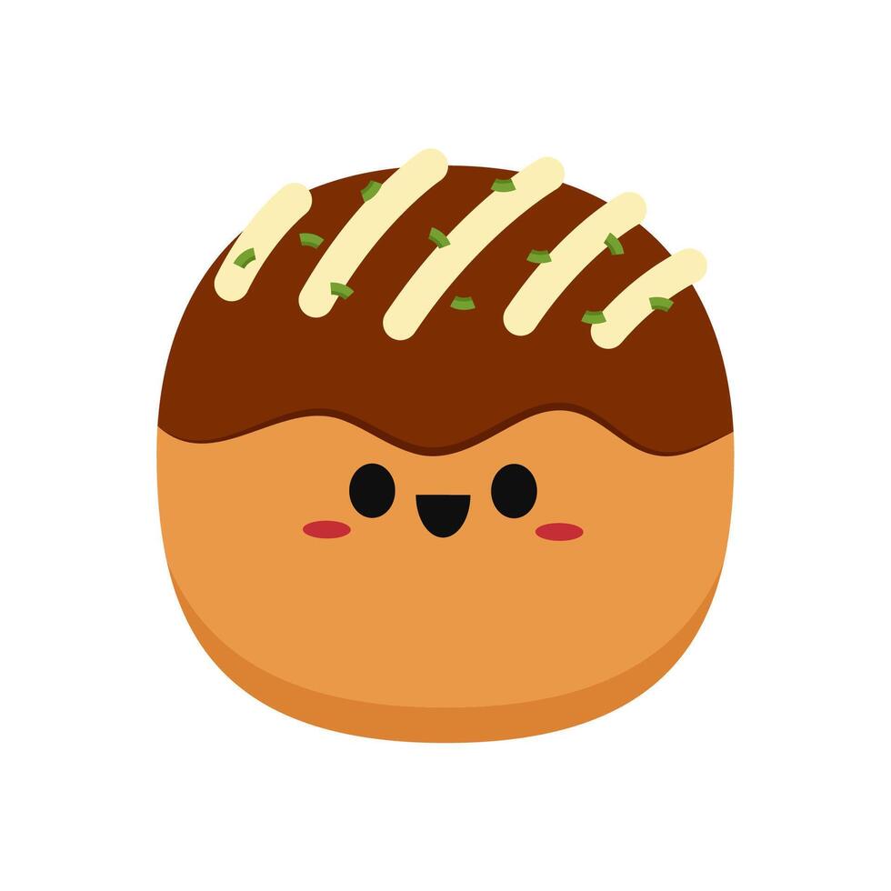 Takoyaki character. . Takoyaki on white background. Takoyaki isolated. vector