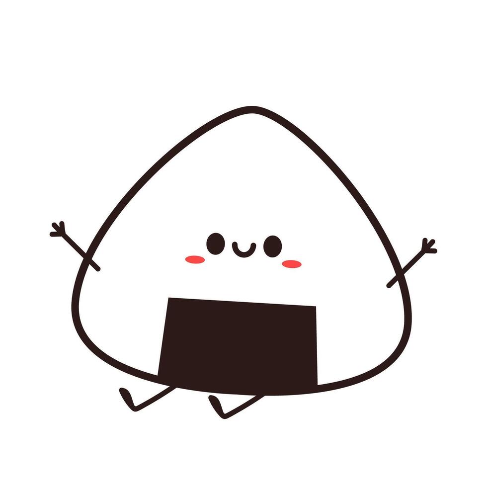 Onigiri . Onigiri on red background. Onigiri character design. vector