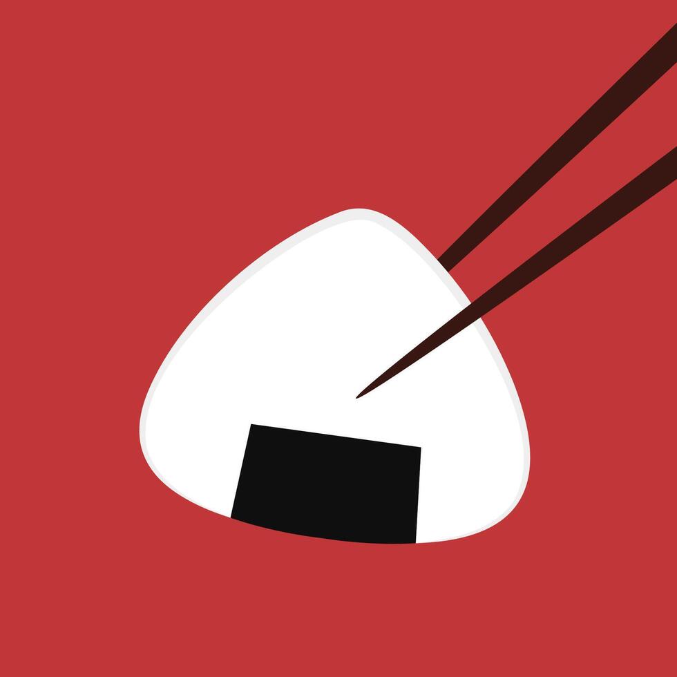 Onigiri . Onigiri on red background. Onigiri logo design. vector