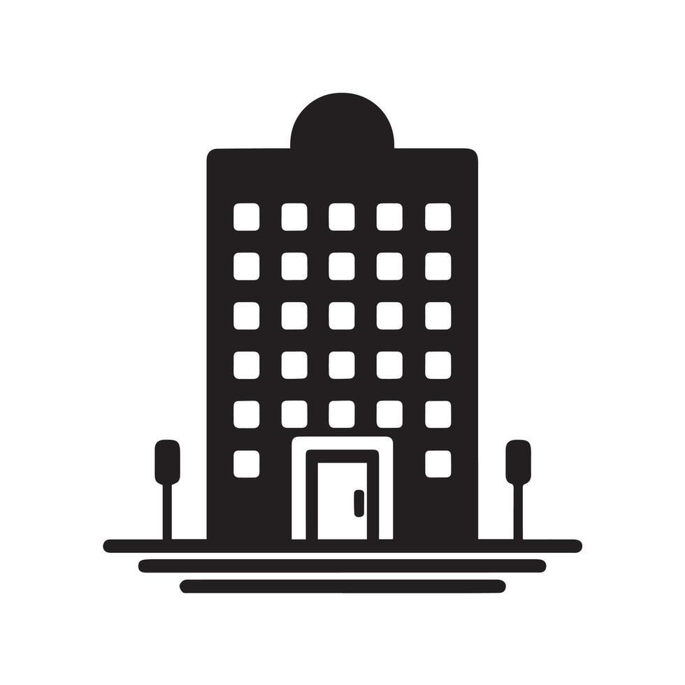Skyline Drawing in Black and White Stylized City Scene Minimal Urban Outline Graphic vector