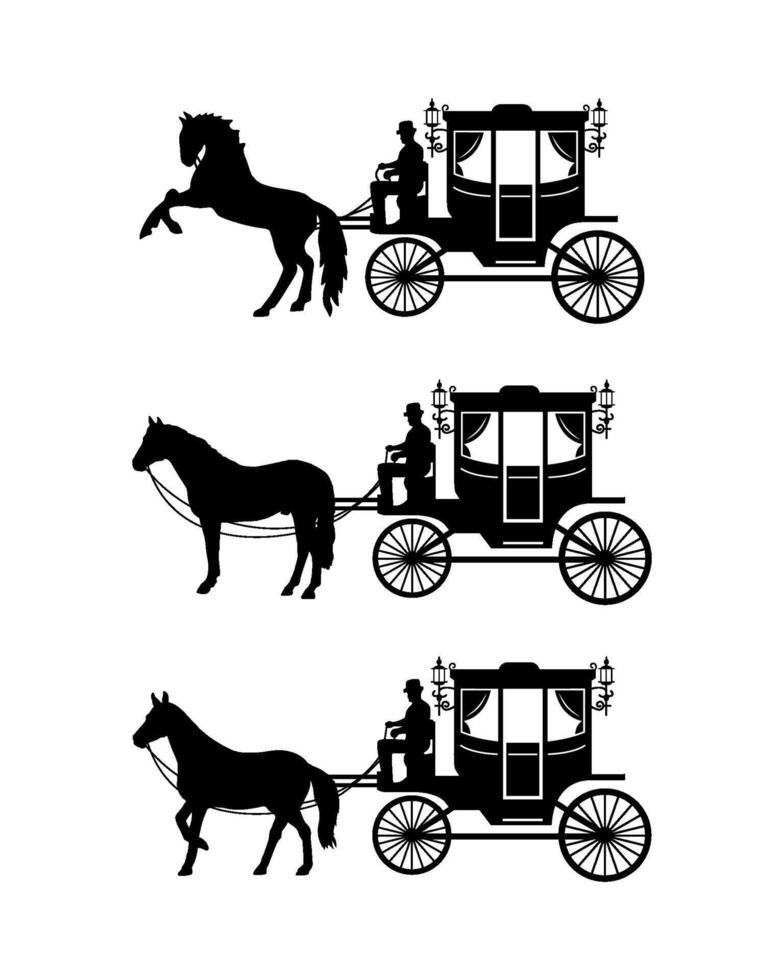 horse carriage silhouette image illustrations vector