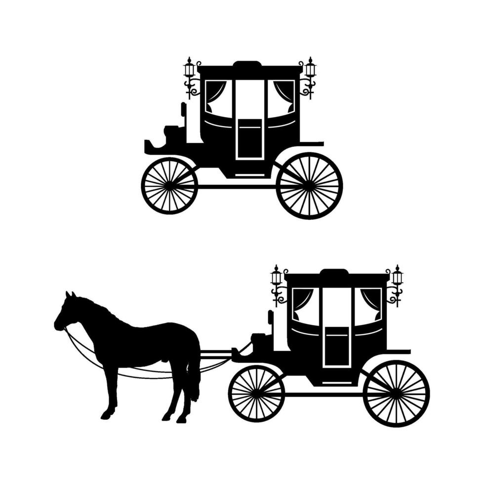 silhouette of horse and carriage vector