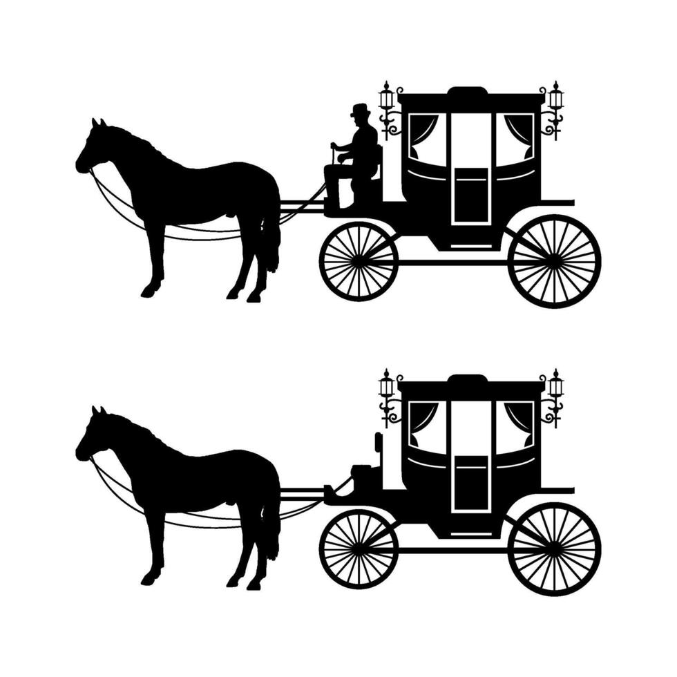 horse drawn carriage silhouette vector