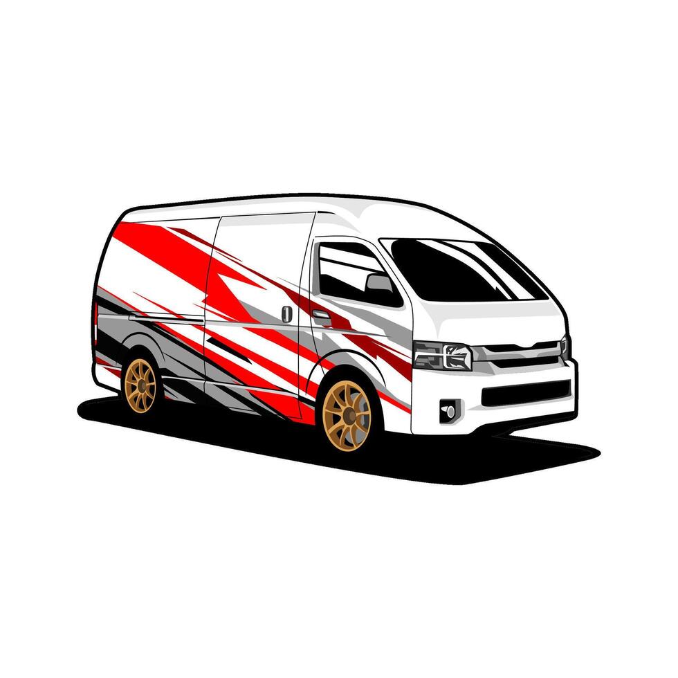 minivan van car with graphic wrap illustration vector