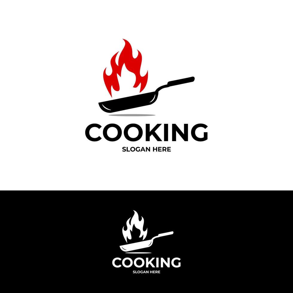 cooking fire pan logo abstract design vector