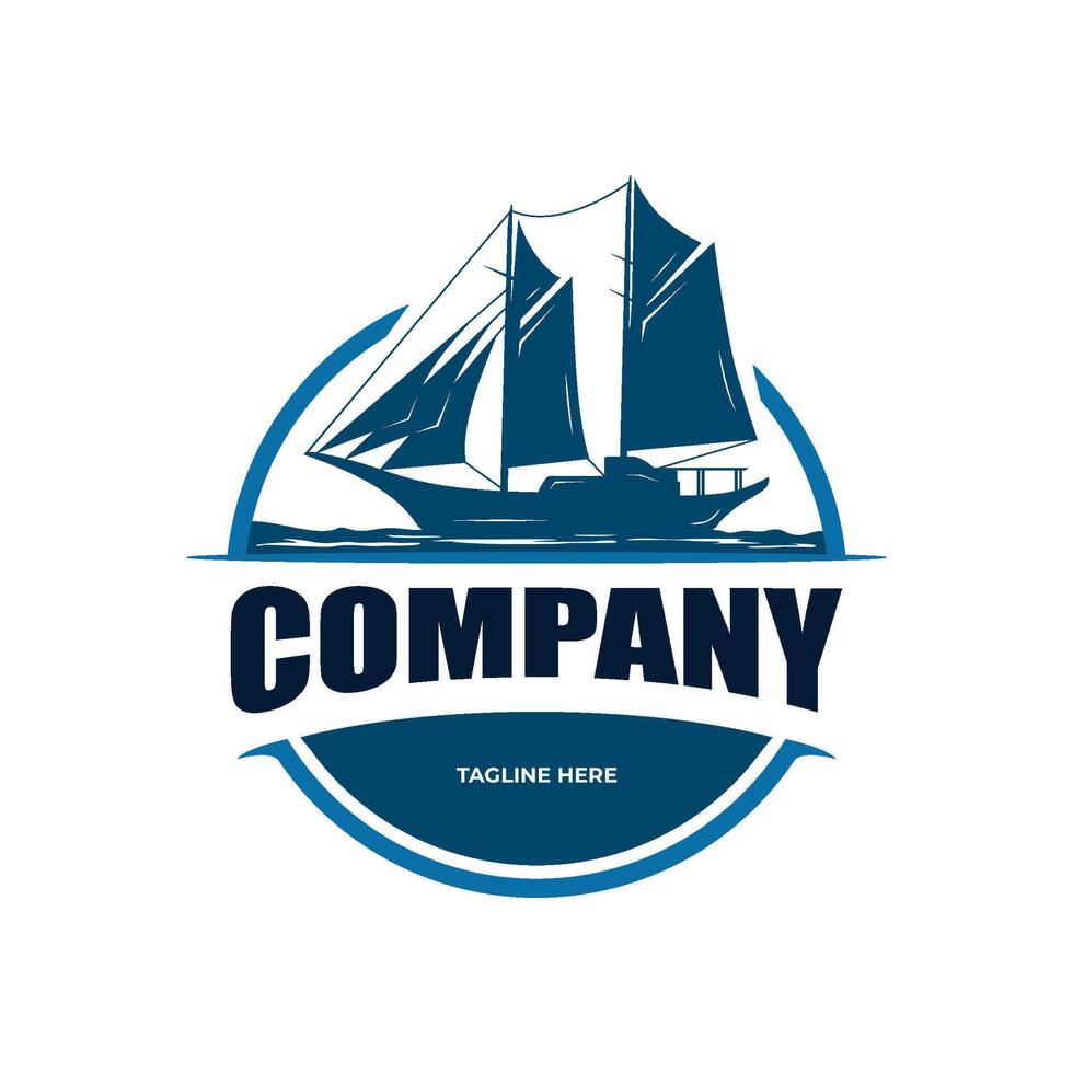 classic sailing boat logo design vector