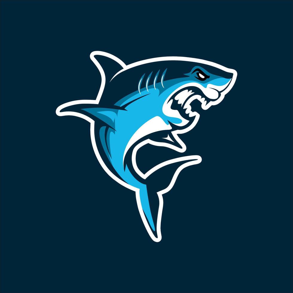 fierce shark mascot logo design vector