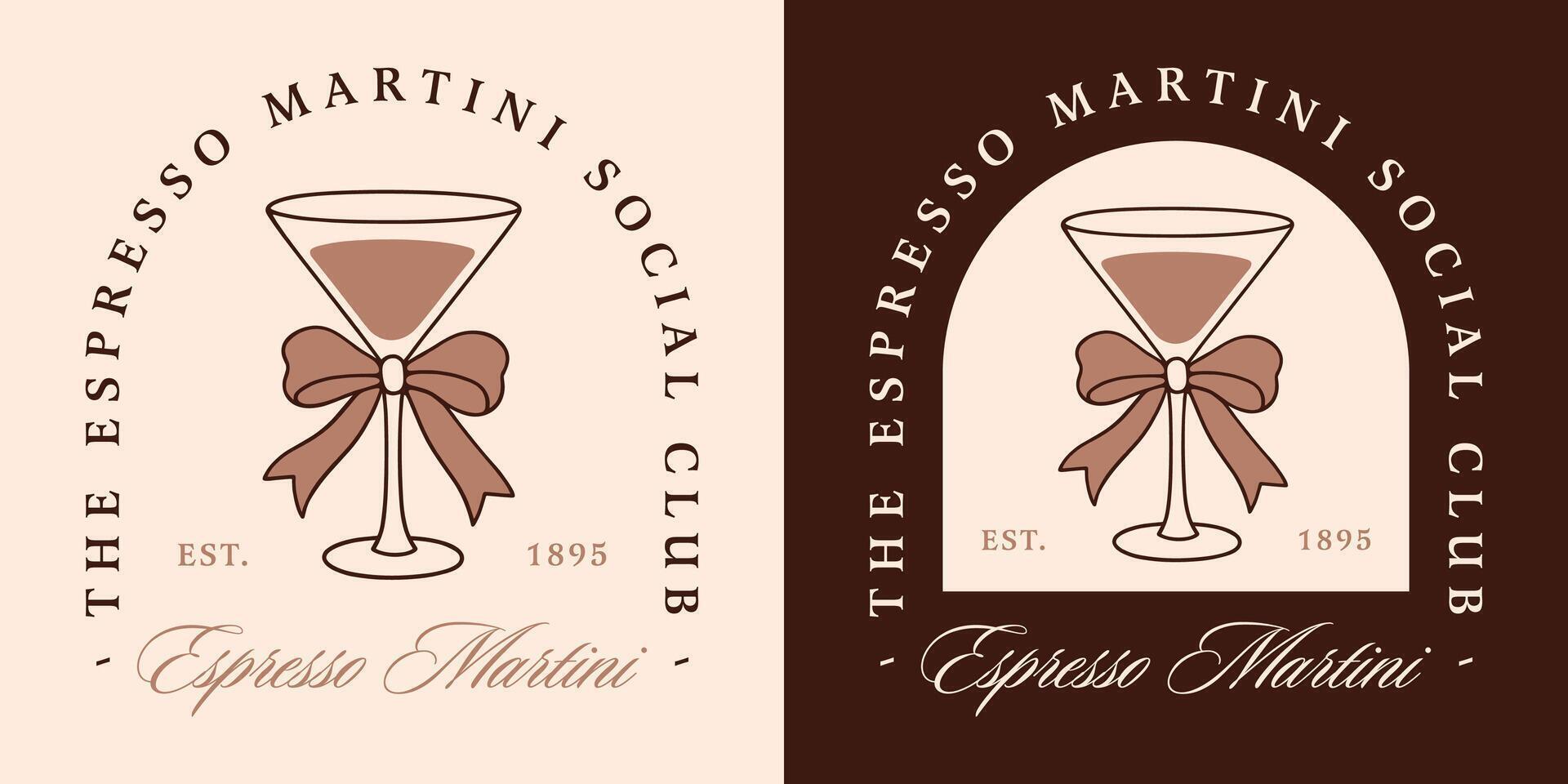 Espresso martini cocktail lovers club girls night birthday bachelorette New Year party invitation card glass with bow drawing illustration coquette fancy aesthetic funny quotes besties shirt design vector