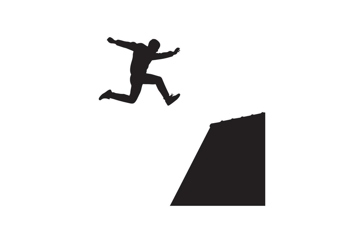 Jumping Man in Action Silhouette - Success Achievement Leap Art vector