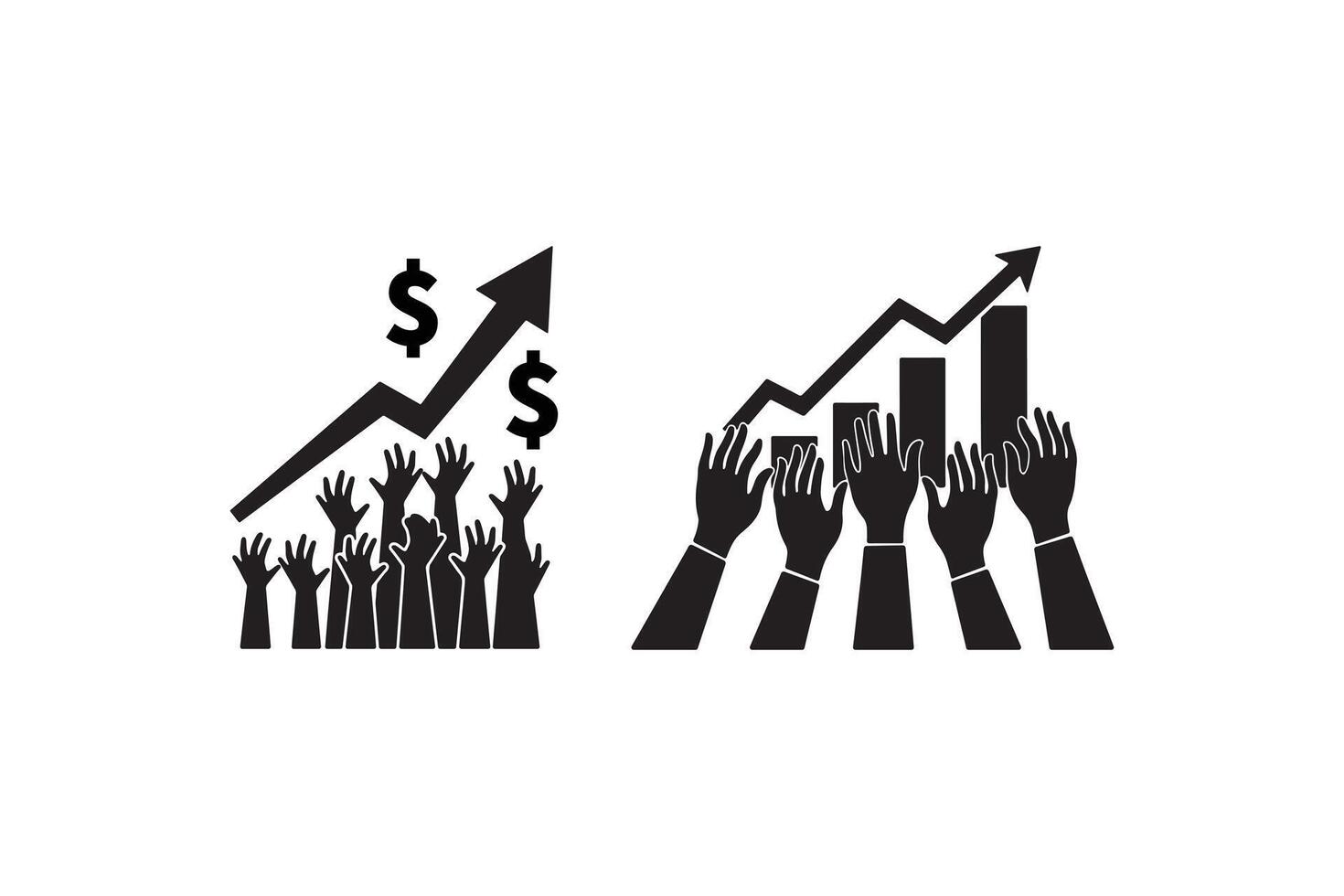 Bar Chart and Hands Business Concept - Business Success Silhouette vector