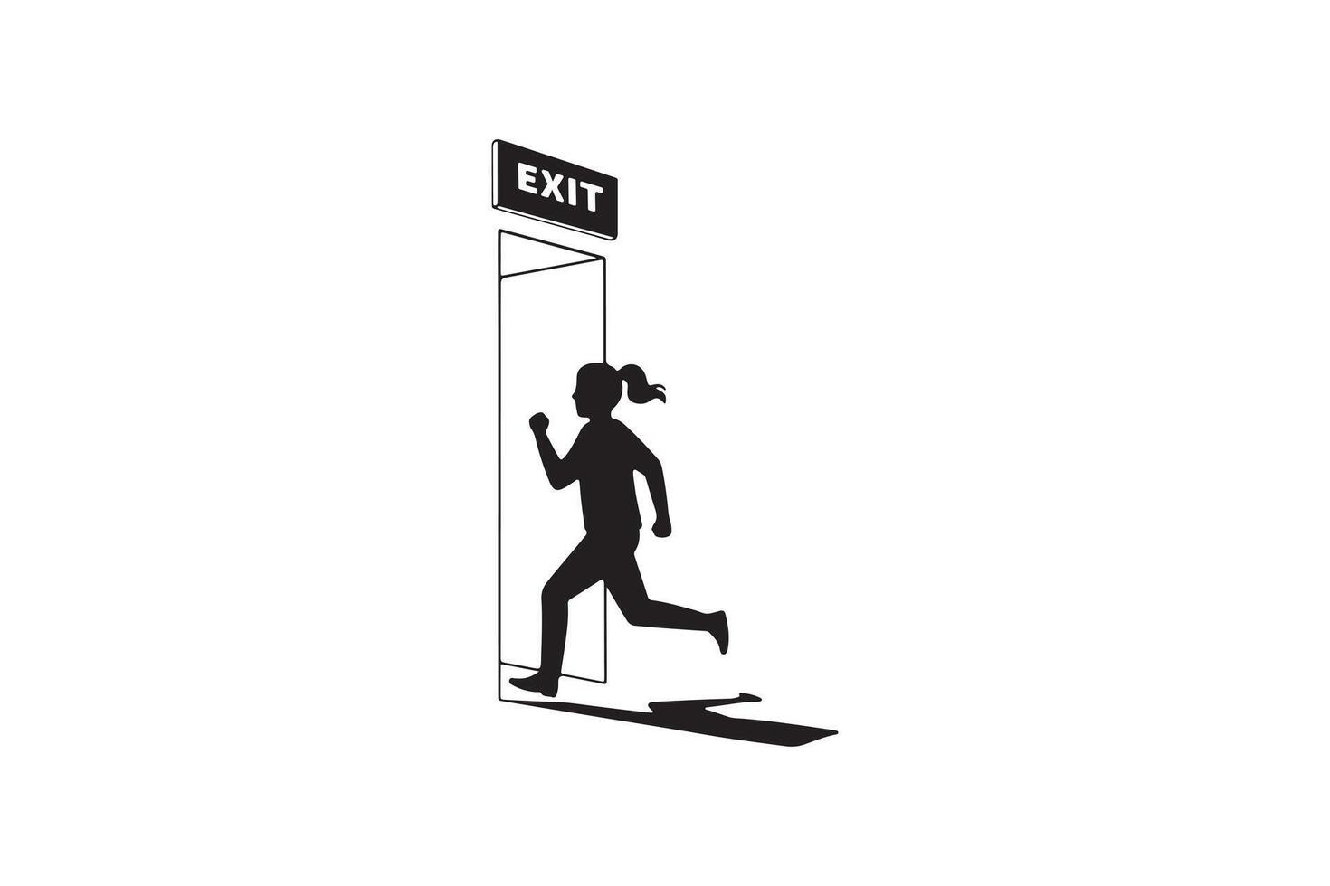 Person Running Out Exit Door Silhouette - Person Running Toward Exit Symbol vector