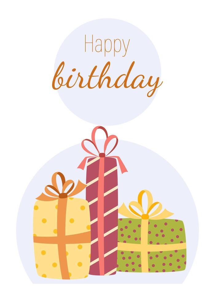 Birthday greeting card with gifts. illustration on white background for postcard, poster, poster. vector