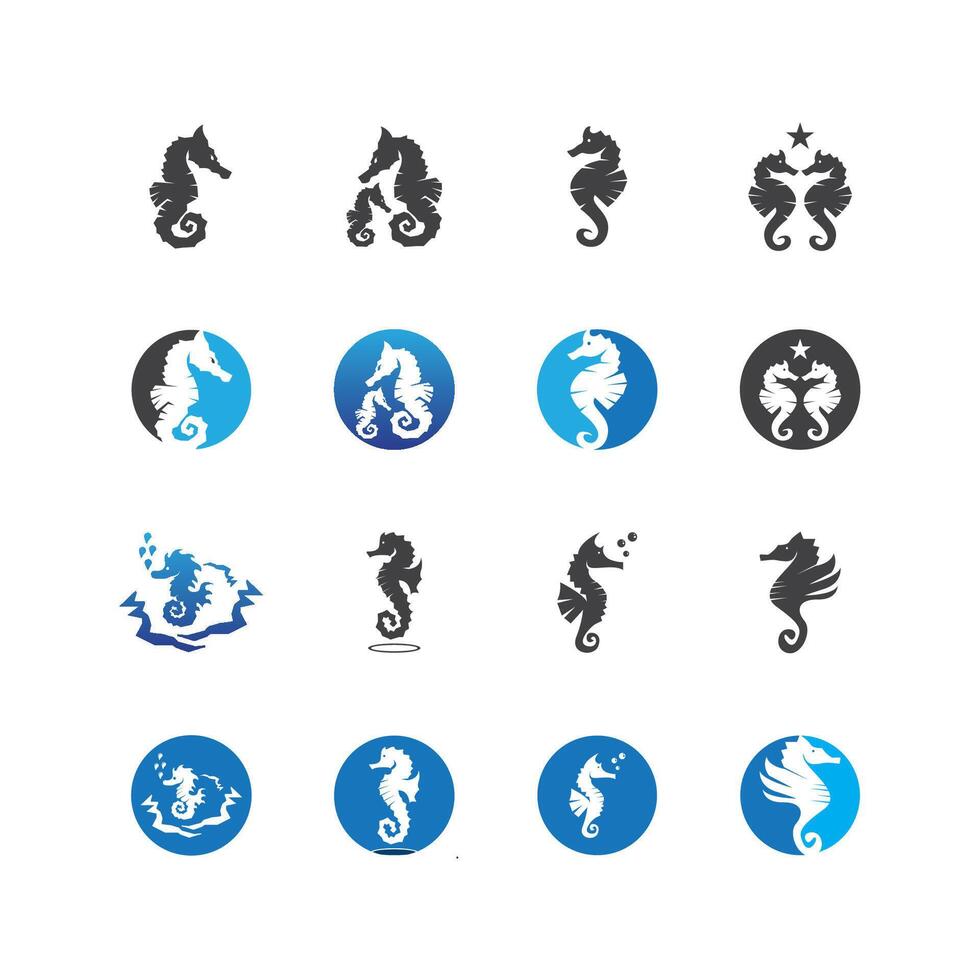 Seahorses fish icon and symbol template illustration 1 vector