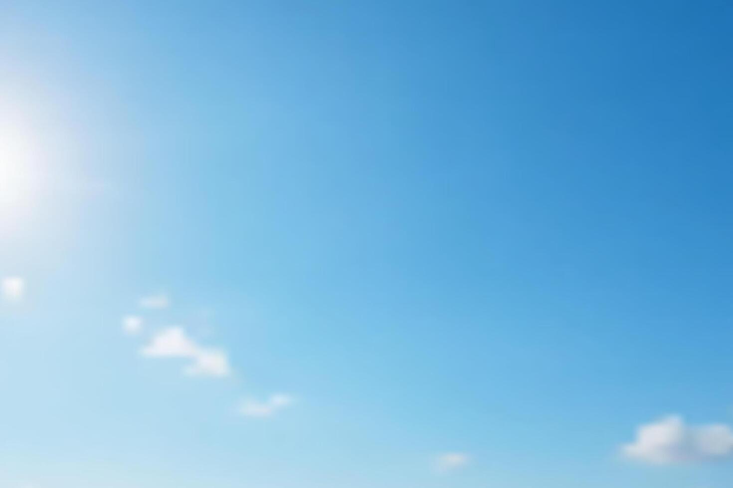 Azure Sky Background. A serene expanse of clear blue sky, punctuated by minimal wispy white clouds and the radiant glow of the sun. Perfect for backgrounds, adding a touch of calmness and optimism. vector