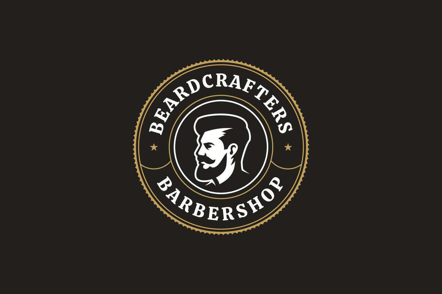 Unique retro logo representing a vintage barbershop service for grooming gentlemen's fashion vector
