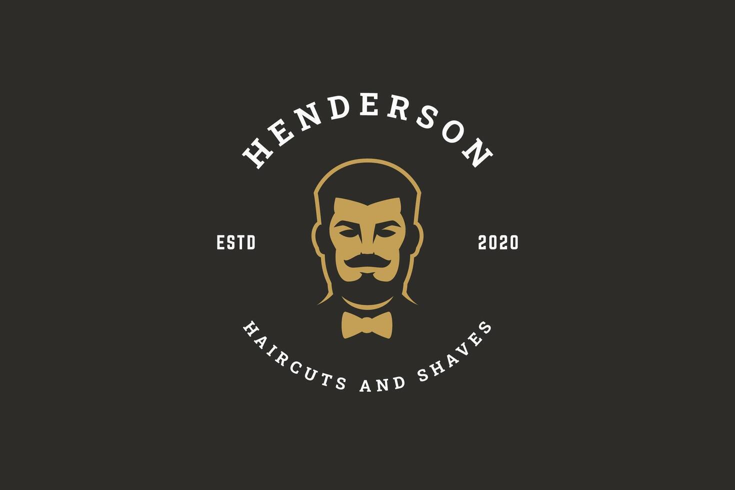 Retro Barber Shop Logo with Gentlemans Face and Bow Tie vector