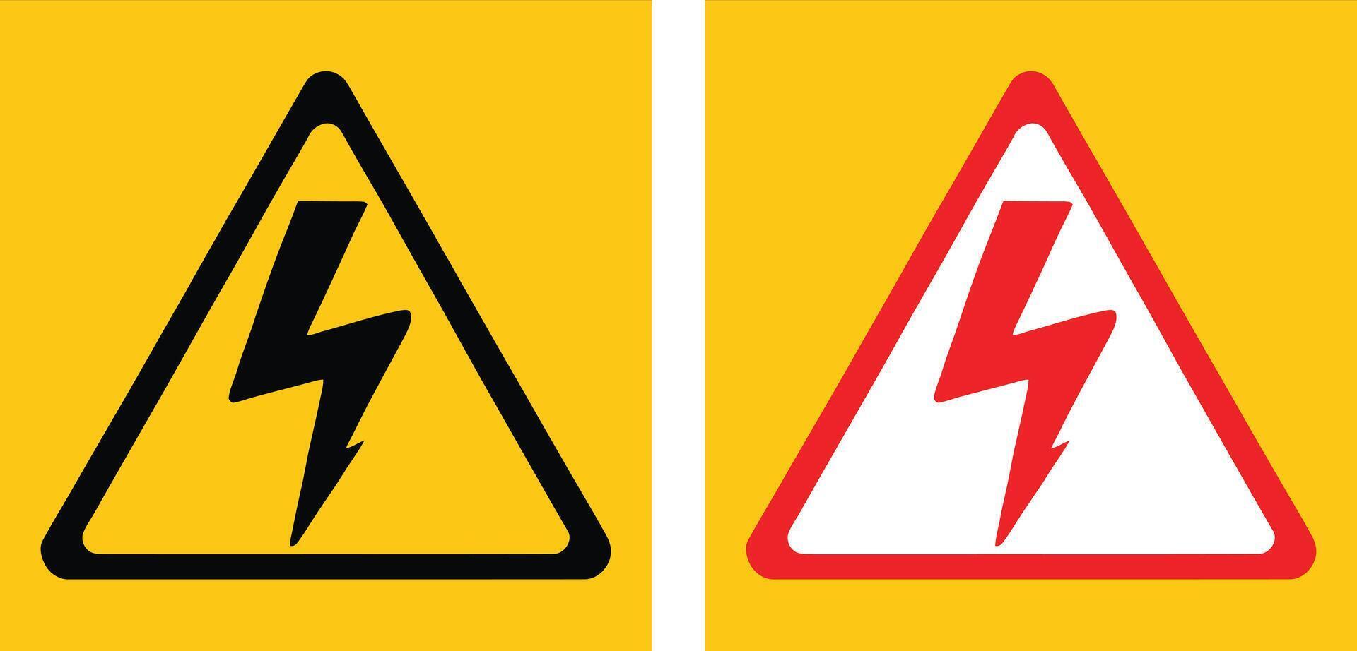 High Voltage Safety Sign with Yellow Background and Lightning Bolt Symbol, Caution Graphic for Electric Shock Risk vector
